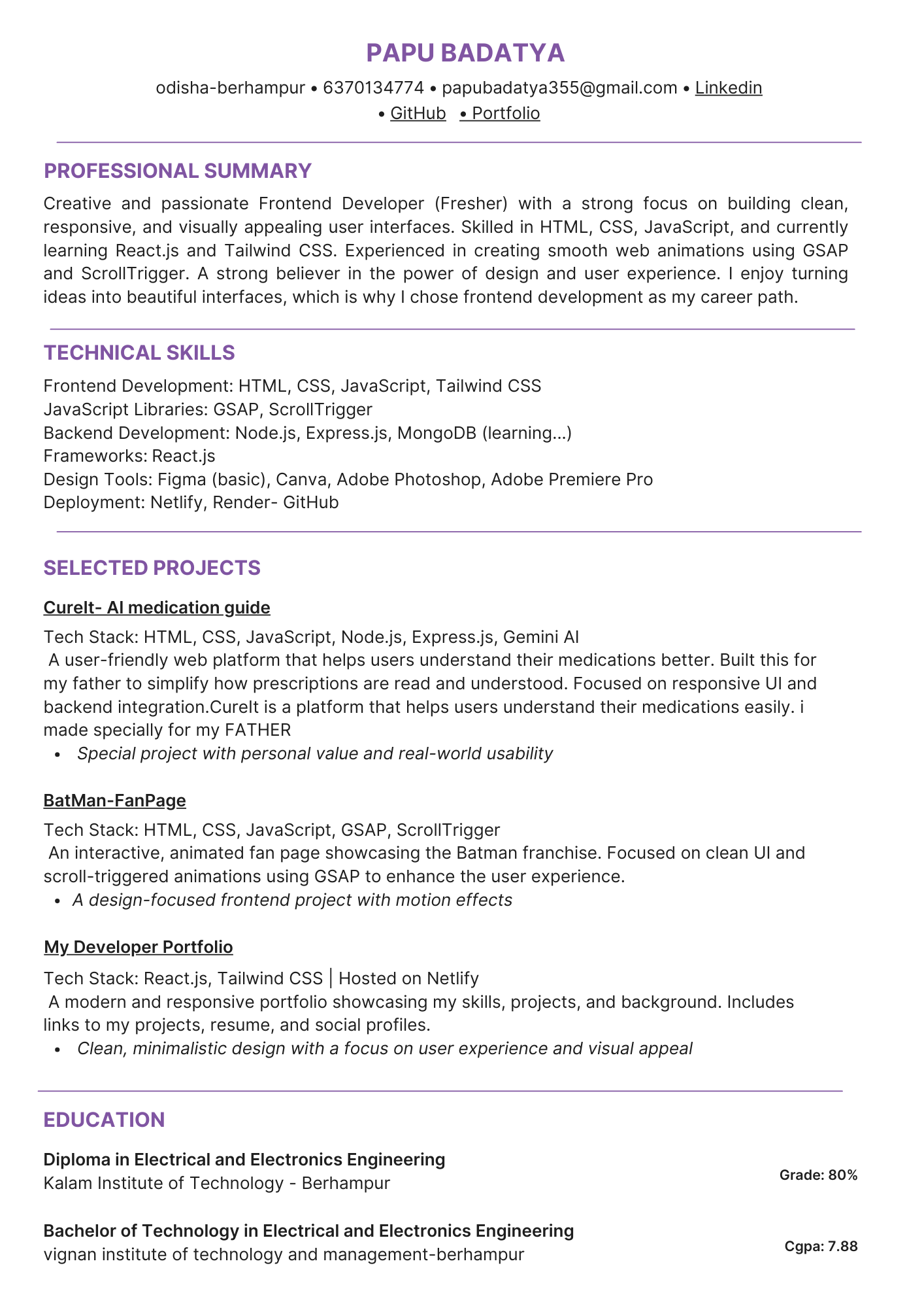Brutalist resume example